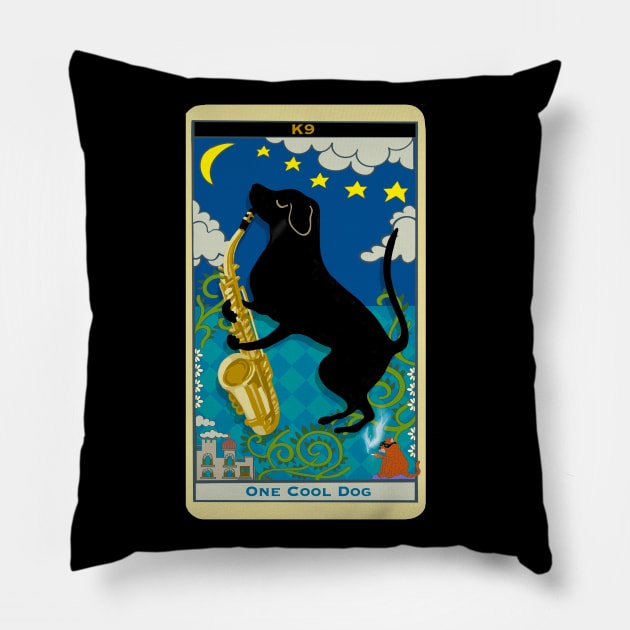 One Cool Dog Tarot Card Pillow by BullShirtCo