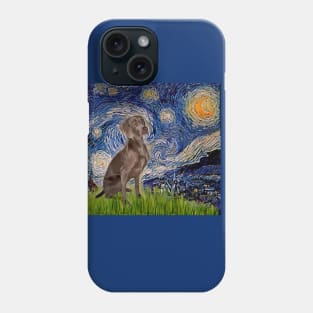 Weimaraner in Adaptatin of Starry Night by Van Gogh Phone Case