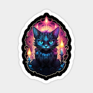 Black cat with candles Magnet