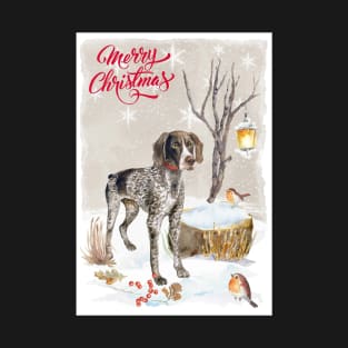 German Shorthaired Pointer Merry Christmas Santa Dog T-Shirt