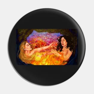 A portrait of two women on fire - Villaneve fanart Pin