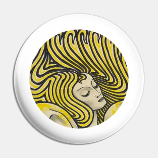 Psychedelic woman in colors vintage line art Pin