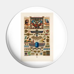 Egyptian motif book plate from L'ornement Polychrome (1888) by Albert Racinet Pin