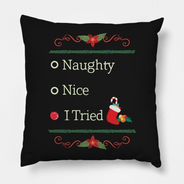 Naughty Or Nice Christmas Santa's Naughty List Pillow by GDLife