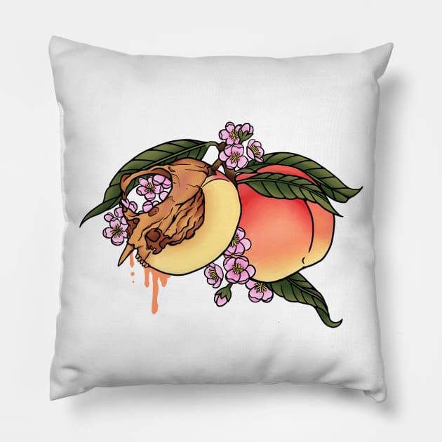 Peach Skull Pillow by WtfBugg