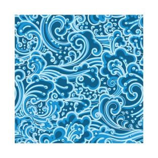 Blue Sea Wave Pattern T-Shirt