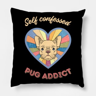Self confessed pug addict - a retro vintage design Pillow