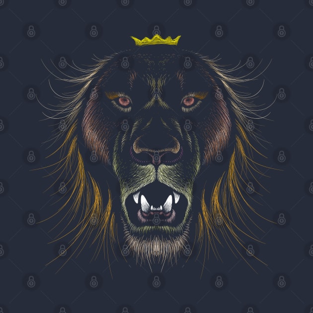 lion head face illustration by Mako Design 