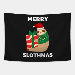 Merry Slothmas Christmas Light - Merry Slothmas Cute Sloth greeting For Holidays Tapestry