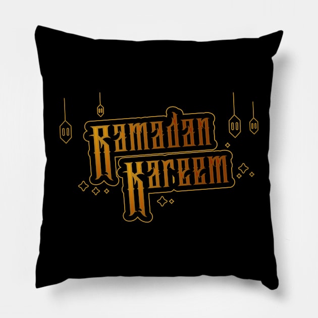 ramadan kareem gold with grain effect custom lettering background Pillow by fandi.creations