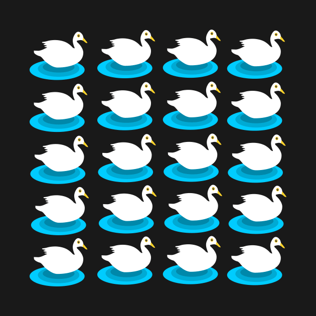 White swimming duck pattern by Baobabprintstore