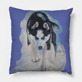 Siberian Husky Fine Art Painting Pillow