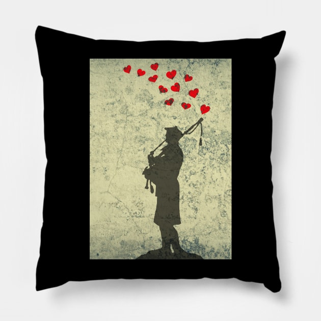 Scottish Piper Street Art Pillow by TimeTravellers