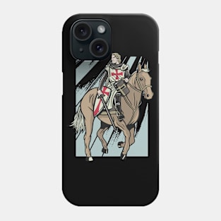 Christian templar knight Gift, Crusader Warrior Riding a Horse Phone Case