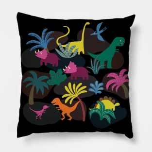 Dinosaur Jungle - Sunshine Brights - cute Dino design by Cecca Designs Pillow