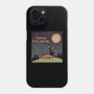 Happy Halloween Black Cat Design Phone Case