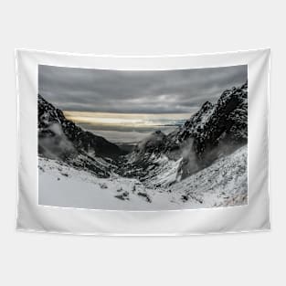 Winter in the mountains Tapestry