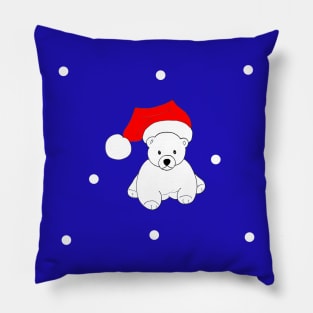 Cute Christmas Baby Polar Bear Snowflakes elf hat Pillow