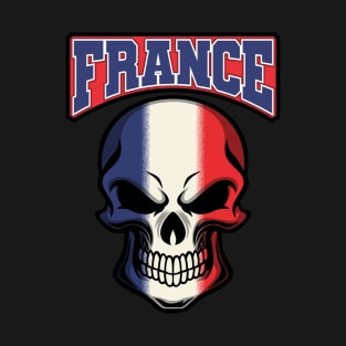 FRANCE FLAG IN A SKULL EMBLEM T-Shirt