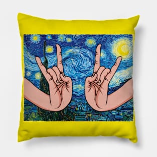 Japanese Rock Hands In The Starry Night Pillow