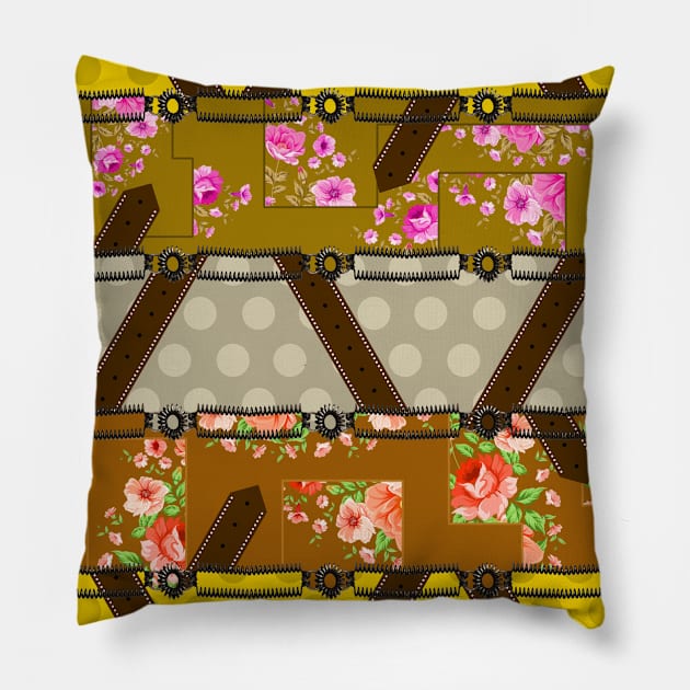 Colorful cute flowers with belts Pillow by ilhnklv