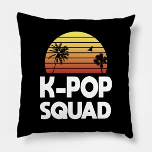 K-Pop Squad with palm trees and sunset, Kpop Pillow