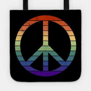Distressed Gay Pride Peace Symbol Tote