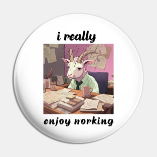 funny goat sitting at work enjoy working Pin