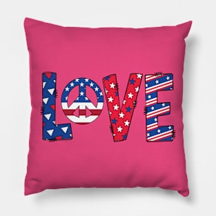 Peace and Love 4th of July cliparts  illustration Pillow