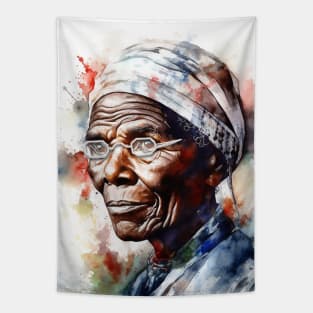 Sojourner Truth Watercolor Portrait for Black History Month Tapestry