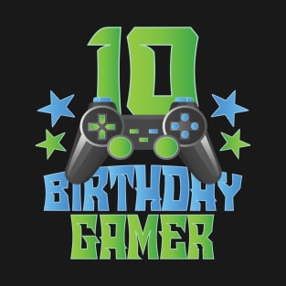 10th Birthday Gamer Boy 10 Years Old Video Game Lover Party graphic T-Shirt