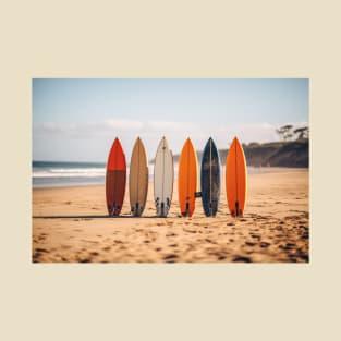 Collection Surfboards at beach sand Surf lifestyle T-Shirt