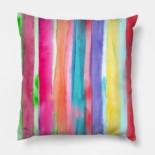 Rainbow watercolor stripes Pillow