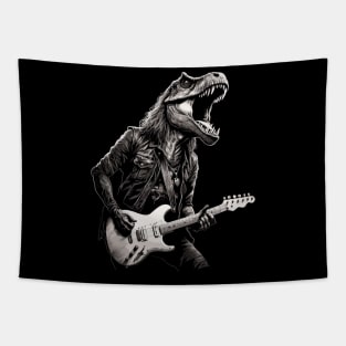 Rock & Roll Music Concert Festival Dinosaur T-rex Guitar Tapestry