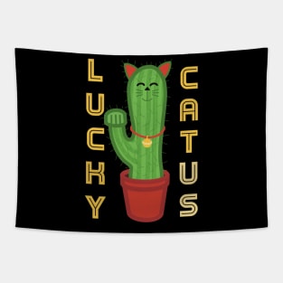 Lucky Catus Cat And Cactus Pun Tapestry