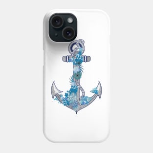 Anchor of a ship with corals and shells Phone Case