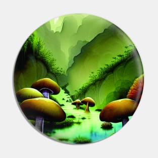 Mushrooms Near A river And Under Mountains, Cute Mushroom Aesthetic Pin