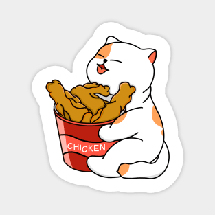 Cat Loves Fried Chicken Magnet