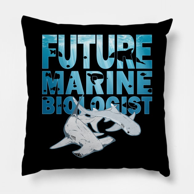 Hammerhead Shark Future Marine Biologist Pillow by NicGrayTees