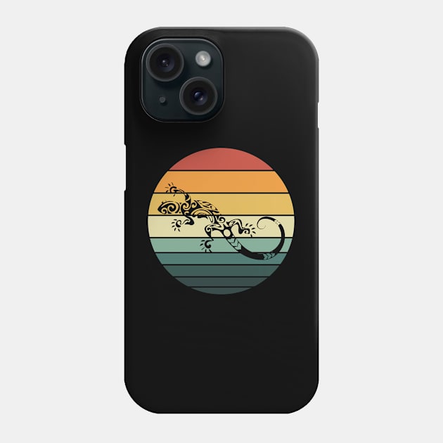 Retro 80s Tropical Sun Vaporwave Summer Curly Lizard Phone Case by iZiets