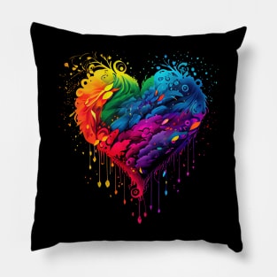 Heart made of leaves in neon colors Pillow