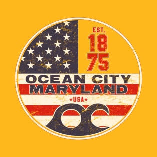 Distressed Ocean City, Maryland Patriotic T-Shirt