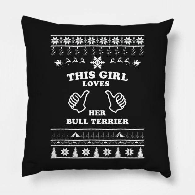 Merry Christmas Bull Terrier Pillow by bryanwilly