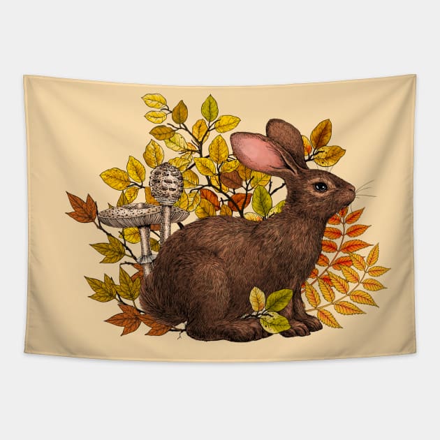 Autumn Rabbit Tapestry by katerinamk