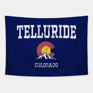 Telluride Colorado CO Vintage Athletic Mountains Tapestry