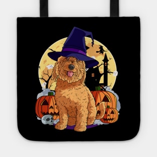 Goldendoodle Cute Dog Witch Halloween Pumpkin Tote