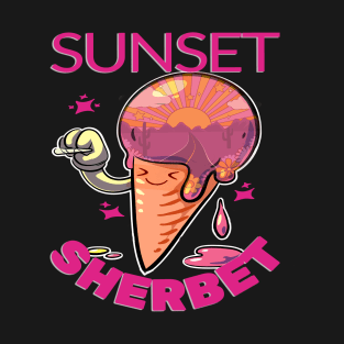 Sunset Sherbet Cannabis Strain Kawaii Ice Cream Cone Design T-Shirt