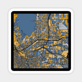 El Paso Map Pattern in Blue & Gold Magnet