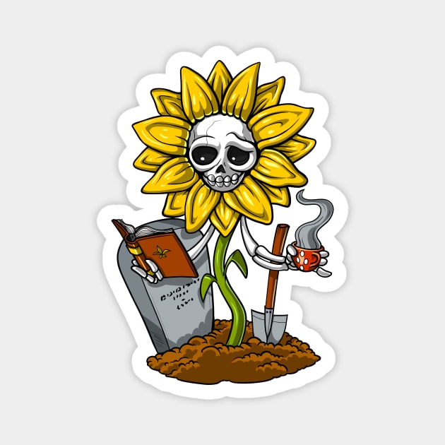 Sunflower Skeleton Hippie Magnet by underheaven