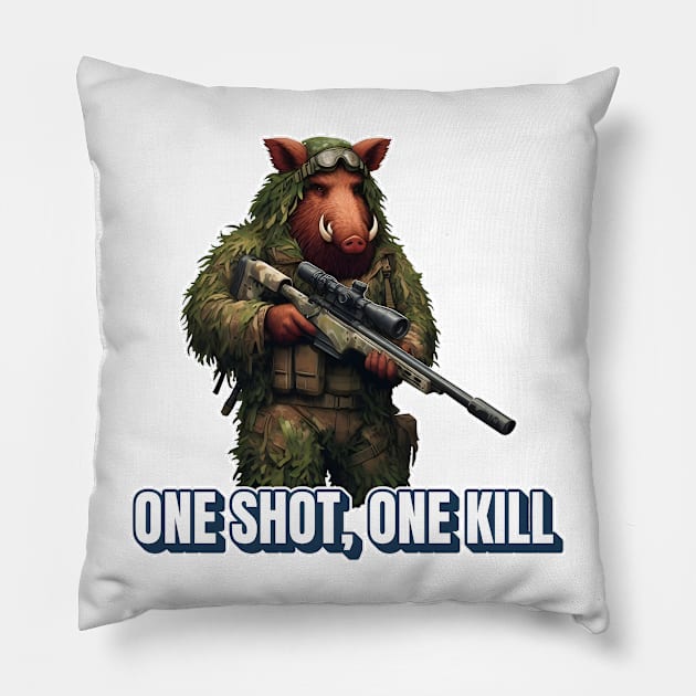 Sniper Wild Boar Pillow by Rawlifegraphic